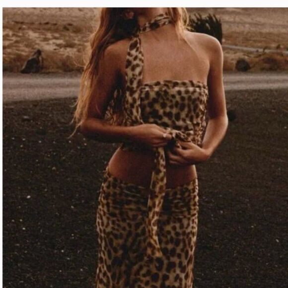 Zara Brown Leopard Print Tank Top size‎ small - Picture 2 of 3